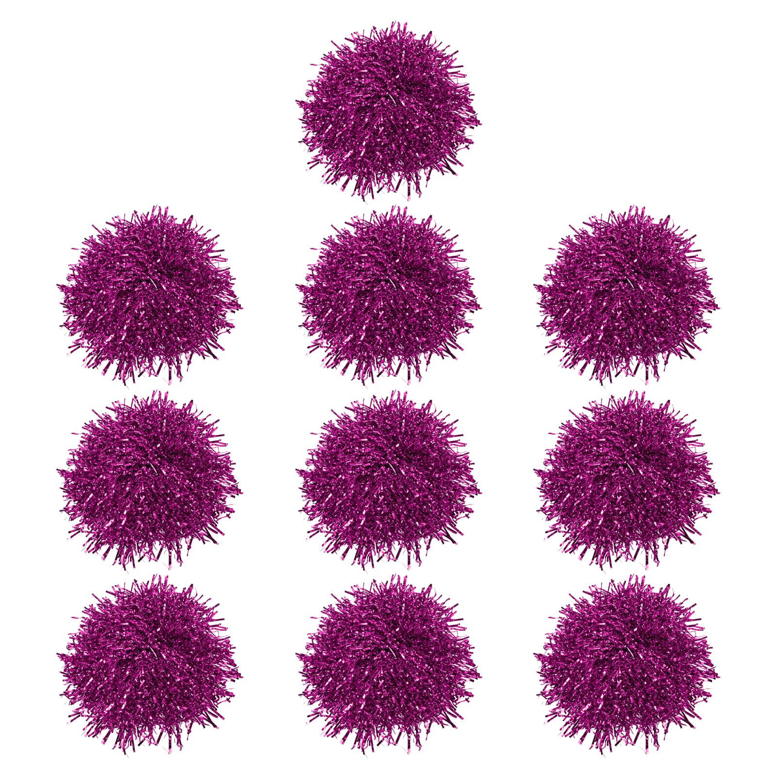 PATIKIL Cheerleading Pom Poms with Handle, 10 Pack Metallic Foil Cheering Hand Flower for Sport Team Spirit, Rose Red