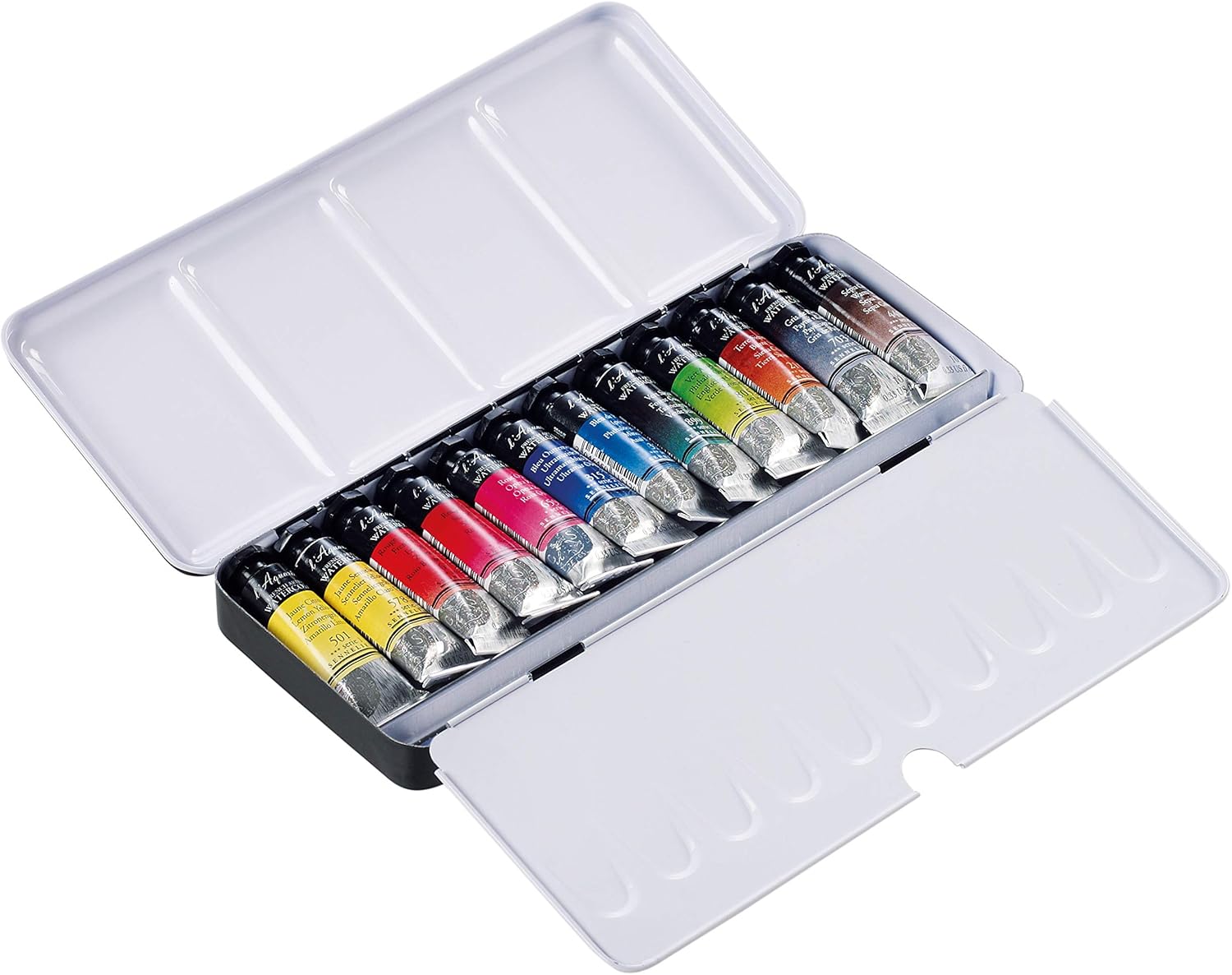 Sennelier Watercolor Metal Box 12 Tube Set, Beige, 13 Piece Set - Image 4
