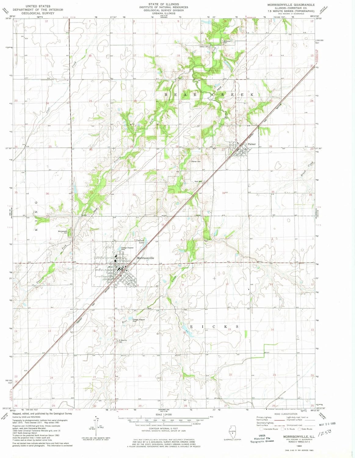 Illinois Maps 1980 Morrisonville, IL USGS Historical