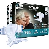 Attends Premier Disposable Adult Briefs with Tabs, Medium, 14 Ct | 32-44in Waist, Dry-Lock Core, SmartCool Breathable, SecureGrip Fastening, ConfidenceCuff Leg Cuffs, Odor Control