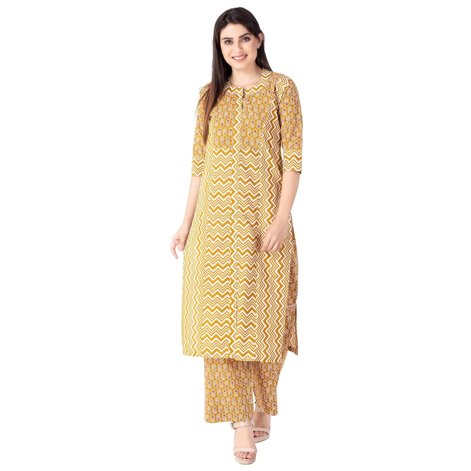khushal k women's cotton kurta with palazzo set