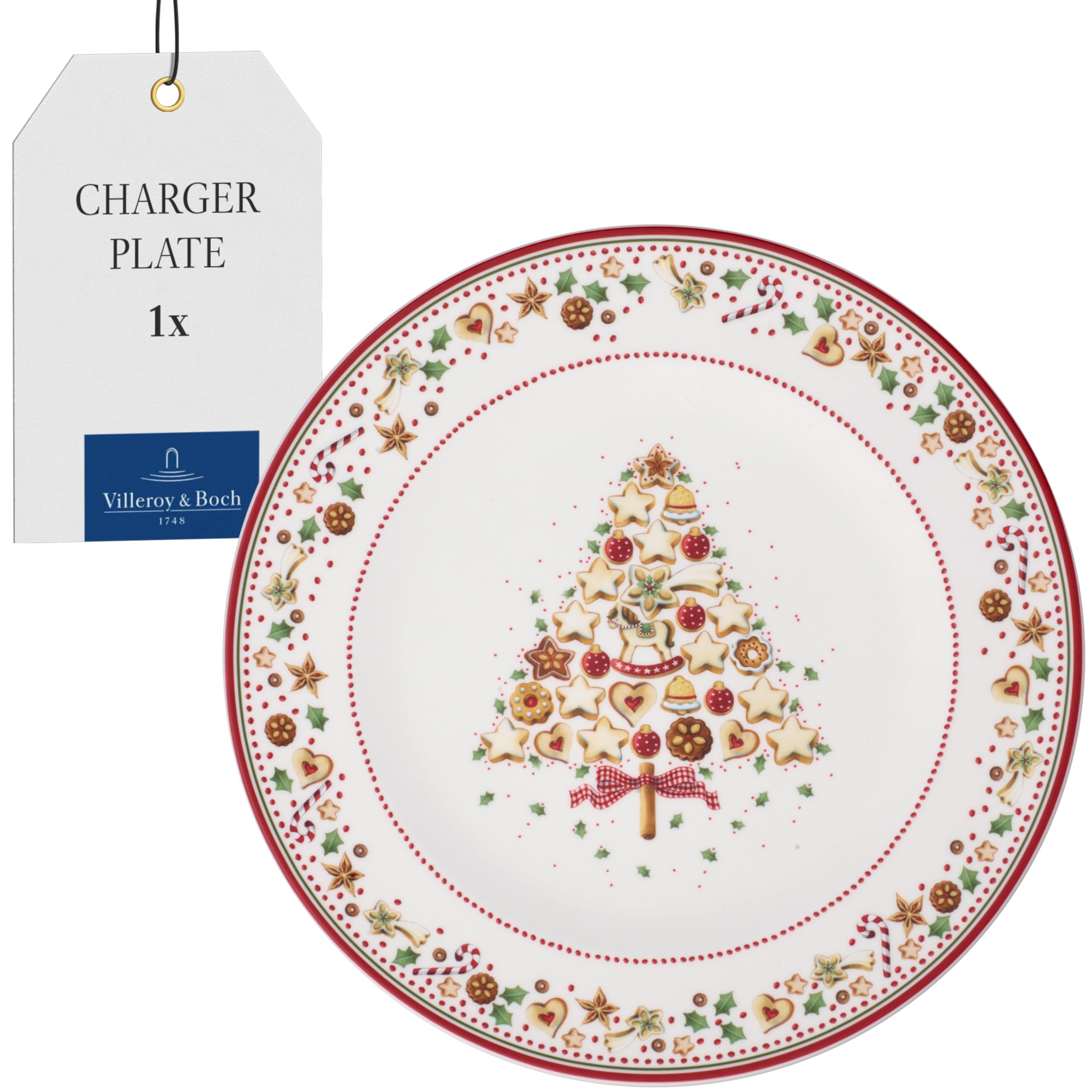 Villeroy & Boch Winter Bakery Delight Decorative Premium Porcelain Serving Plate, Red/Multi-Colour, 32 cm