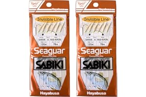 BLUE COAST CUSTOMS Hayabusa S650E (Size #6) Seaguar Fluorocarbon Sabiki Rigs - 6 Hook Bait Rig, Great for Small to Medium Sized Baits