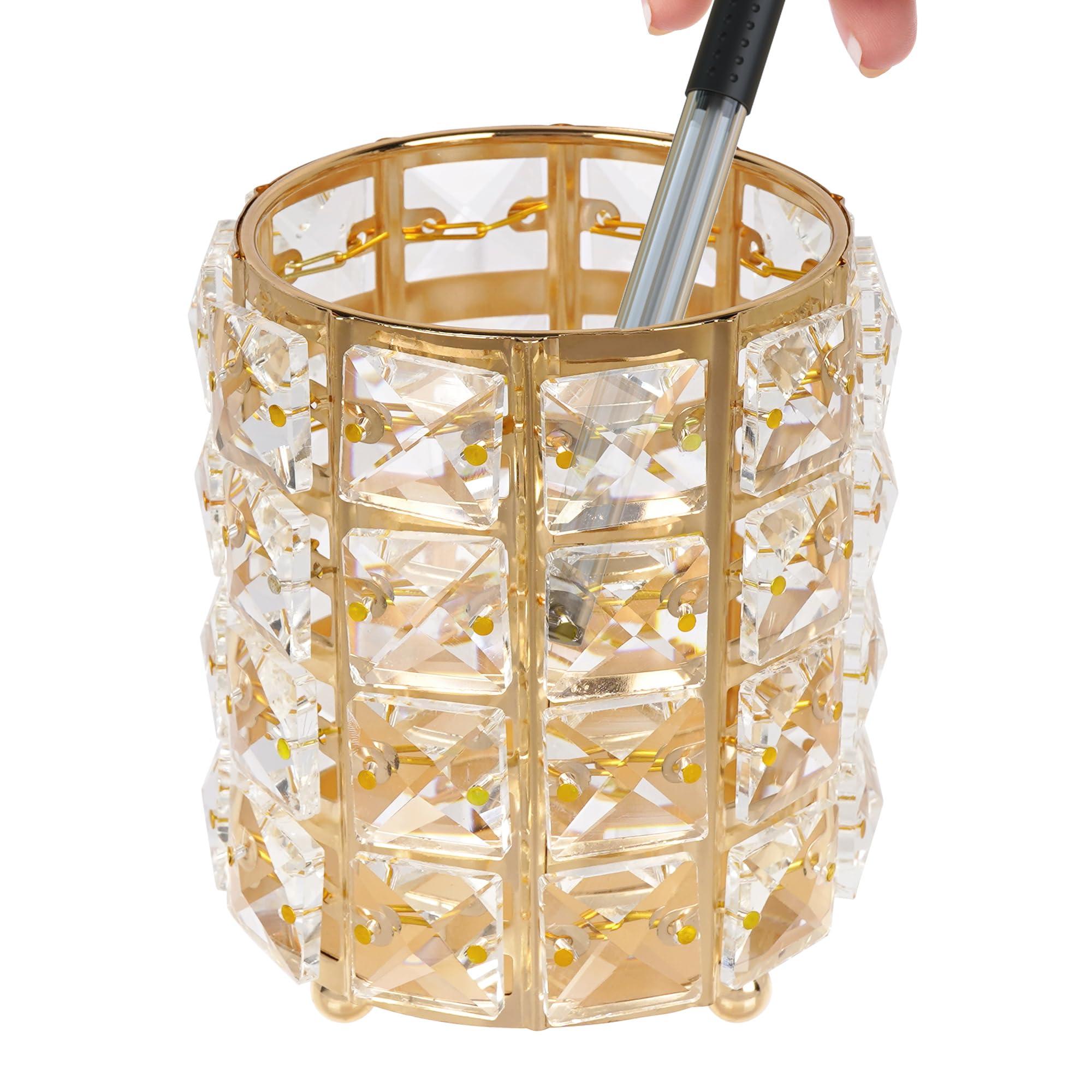 Photo 1 of Biiange Crystal Pen Holder, Pencil Cups for Desk, Multi-Purpose Desktop Organizer, for Office Writing Desk (Gold)