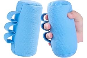 WONDSIGHIN Palm Grips, Hand Contracture Cushions, Finger Grips, Finger Splitter, Palm Protector for Hand Contracture, Grip Strengthener Pad, Stress Relief, for Elderly Care, Washable, Blue, 2 Pcs