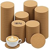 PercyEffie 100pcs Cork Coasters for Drink 3.54in Cork Coasters Bulk Felt Coaster Thick Absorbent Corks for Coaster Heat Resistant Plain Cup Mats Round Non-Slip for Wine Glass,Mug,Coffee Cup Decor