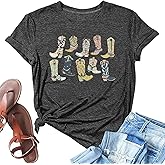 Cowboys Boots Shirts Women Long Live Western Vintage Cowgirl Graphic Tees Funny Letter Print Country Music Tshirt