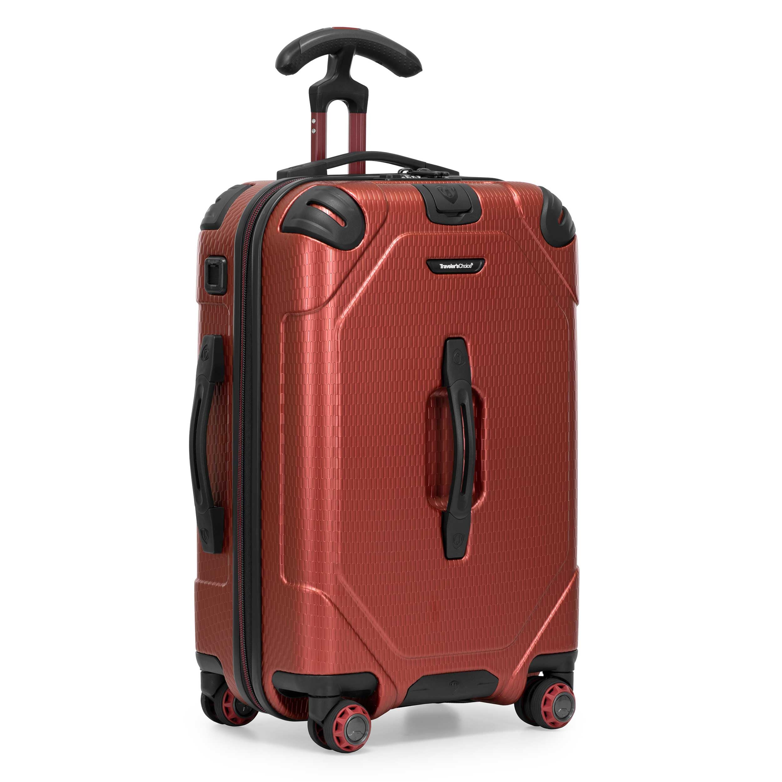 Traveler’s Choice Maxporter II Polycarbonate Hardside Trunk with Spinner Wheels, Red, 22-Inch Carry-on Luggage