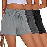 Neer 3 Pack Women's Summer Sweat Shorts Casual Lounge Comfy Drawstring Short Raw Hem Athletic Workout Clothes with Pockets