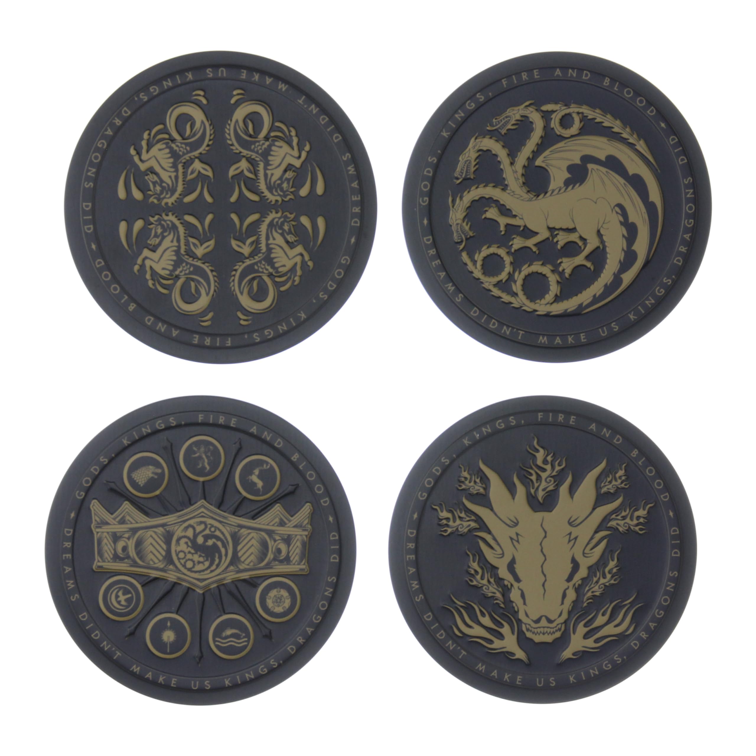 House of the Dragon Embossed Metal Coasters Set - Officially Licensed Game of Thrones, Cork Backed Beer Mat, Gift for Fans of HOTD | Paladone