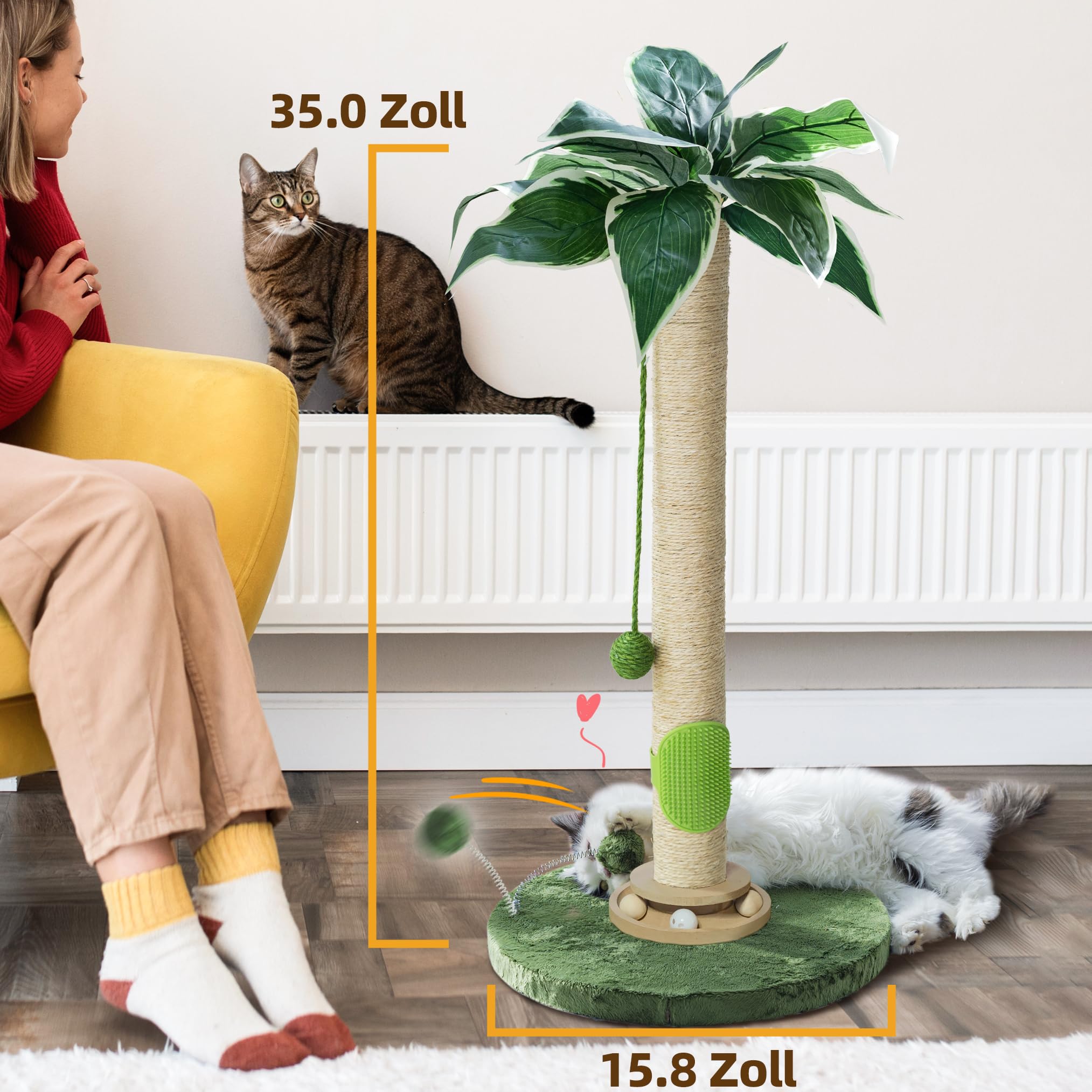 Fantasreen Katze Kratzbaum 84cm Katze Kratzer Hoch Kratzbäume für Indoor-Katzen mit Katzenspielzeug und Interaktiven Ball Selbst Groomer für Kätzchen Erwachsene Katzen 5