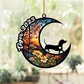Nazenti Dachshund Dog Christmas Ornament, Personalized Dog Memorial, Pet Loss Light Catcher, Custom Window Hanging Light-Catcher, Pet Owners Keepsake Gifts, Gift Idea Xmas Decor