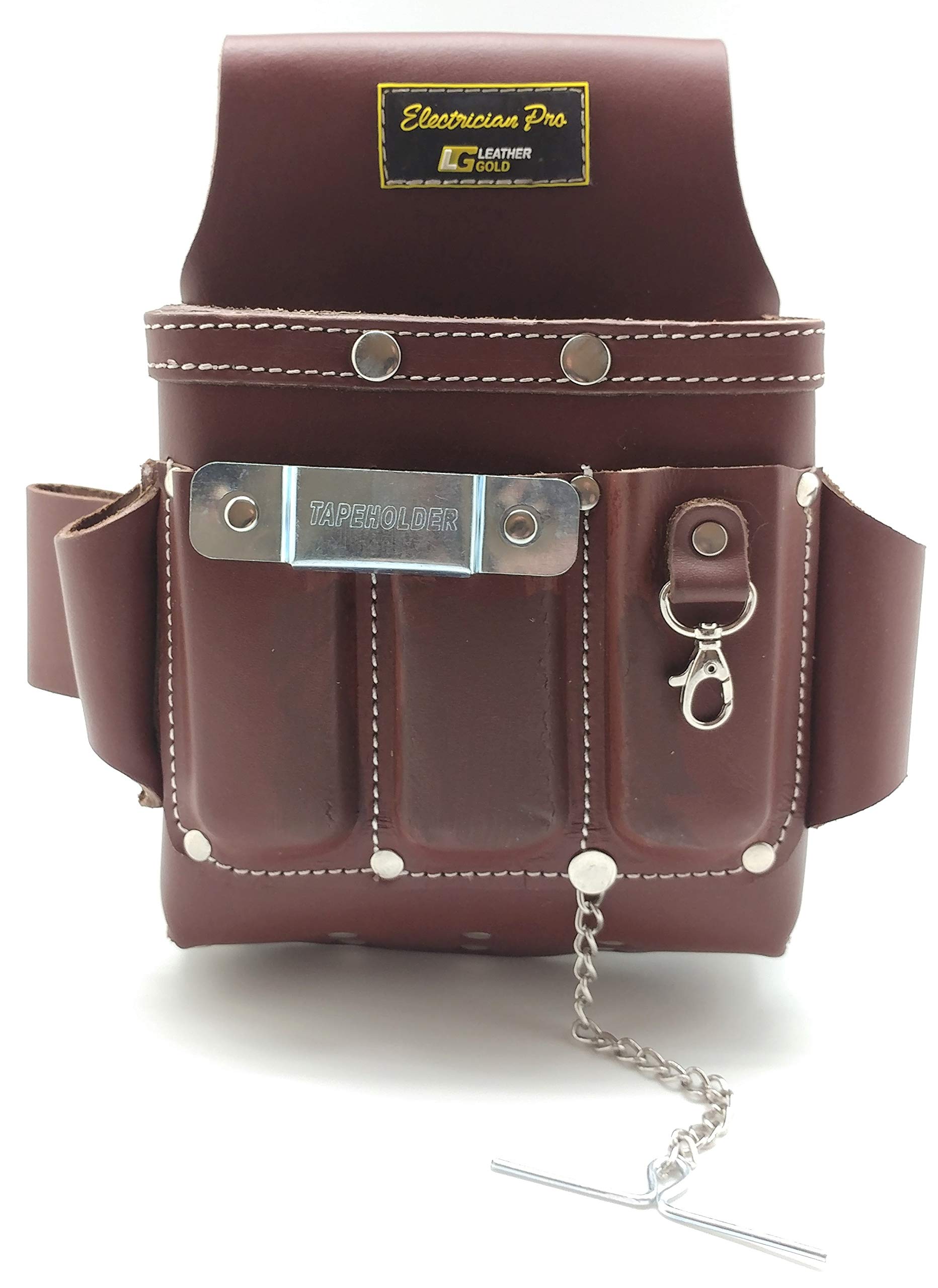 Leather Gold Leather Electrician Tool Pouch, Brown Professional Tool