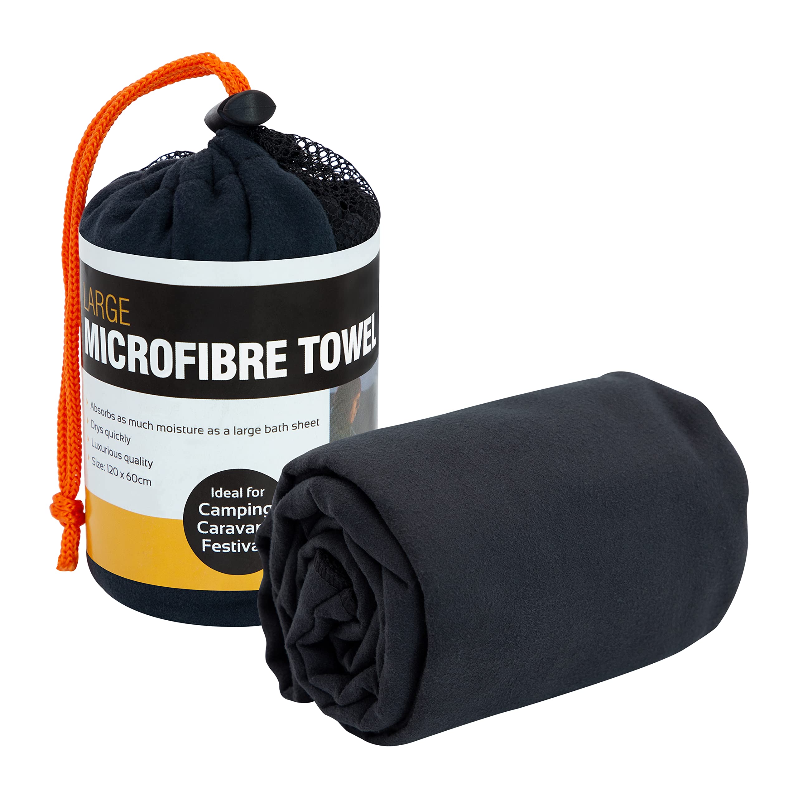 Milestone Camping 20370 Microfibre Towel with Storage Bag Included/Absorbent and Quick Drying/Soft and Lightweight / 120cm x 60cm