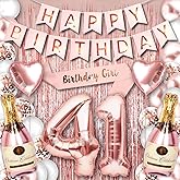41st Birthday Party Decorations for Her Rose Gold Supplies Big Set with Birthday Banner and 41 BDay Digit Balloons for Women Including Latex and Confetti Balloons