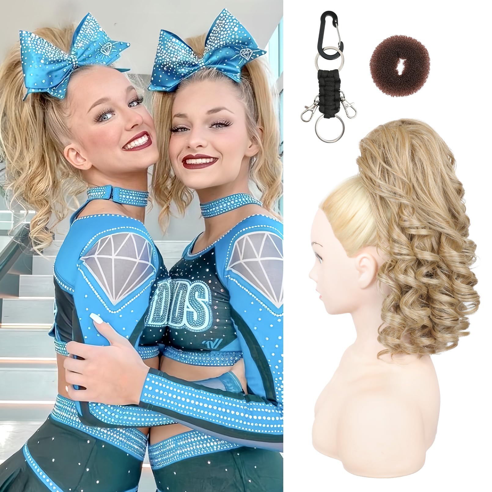Photo 1 of ***1 HAIR PIECE INCLUDED***SEIKEA Cheer Ponytail Hair Piece, 14" Curly Cheerleader Hairpiece Ponytail Extension for Cheerleader Competition, Dance Blonde***1 HAIR PIECE INCLUDED***