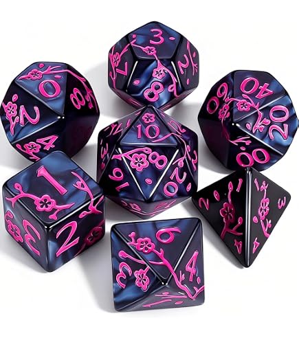 Amazon.com: Chessex GeminiT Polyhedral 7-Die Set, Black/Pink/White