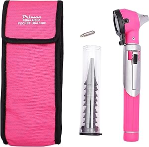 Primac FiberOptic Mini Earscope - Made for Students, Nurses & Home Use (Pink)
