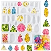 Resin Jewelry Molds, 38 Cavities Silicone Molds for Resin Epoxy Mold with Hole, Silicone Pendant Mold for Jewelry Casting, Earrings, Necklace, Keychains Making Gem DIY Crafting