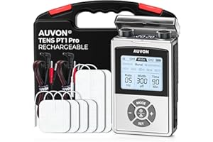 AUVON Rechargeable Digital TENS Unit Muscle Stimulator with 600 mAh Battery, TENS Machine with 8 Customizable Modes, Electric Massager for Shoulder, Back Pain Relief, 6 TENS Pads, A Carry Case