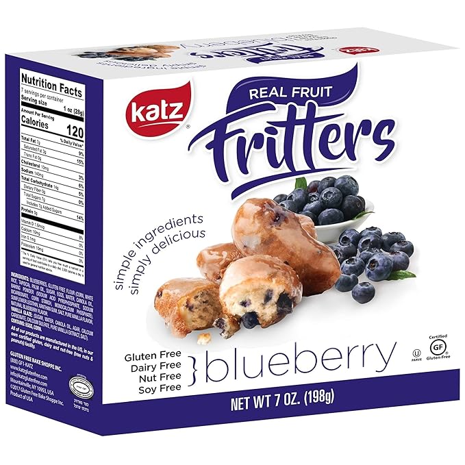 Katz Gluten Free Blueberry Fritters | Dairy, Nut, Soy and Gluten Free | Kosher (1 Pack, 7 Ounce)
