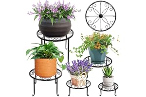 5 Pack Metal Plant Stand for Outdoor Indoor Plants, Heavy Duty Flower Pot Stands for Multiple Plant shelf, Rustproof Iron Rou