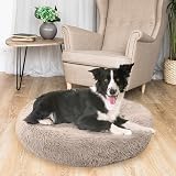 Enjamoy Plush Donut Dog Bed Calming Round Pet Bed 80cm Brown view 5