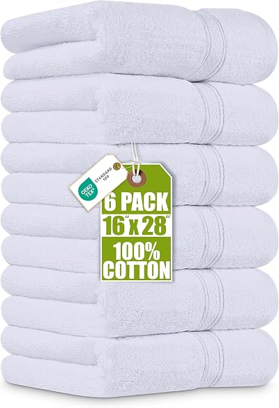 Utopia Towels Premium Hand Towels 100% Combed Cotton 41 x 71 cm 6-Pack White