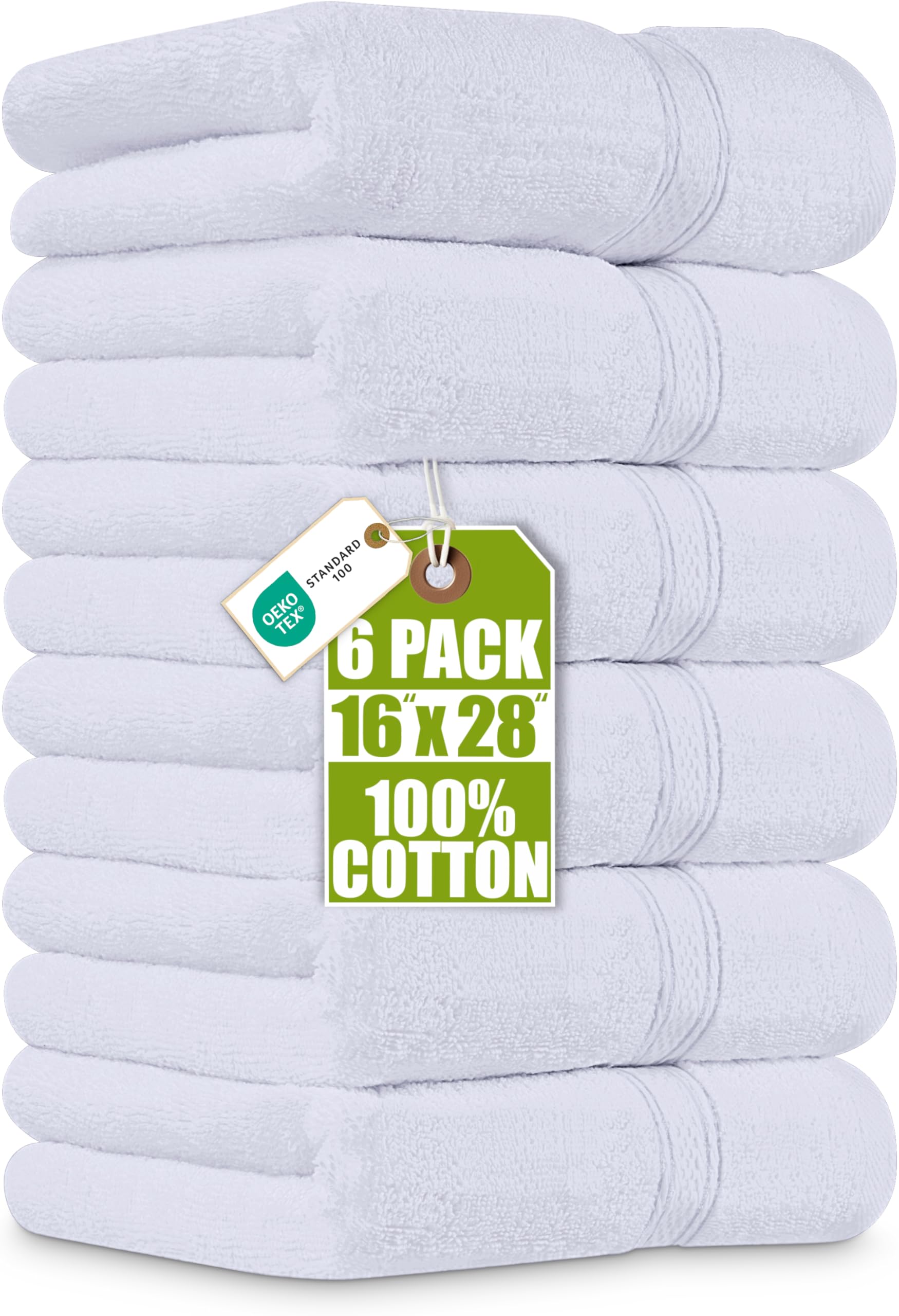 Utopia Towels - Premium Hand Towels - 100% Combed Ring Spun Cotton, Ultra Soft and Highly Absorbent, Extra Large Thick Hand towels 41 x 71 cm, Hotel & Spa Quality Hand Towels (6-Pack) (White)