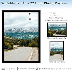 QOTIB Wood 15x22 Picture Frame Black for Wall