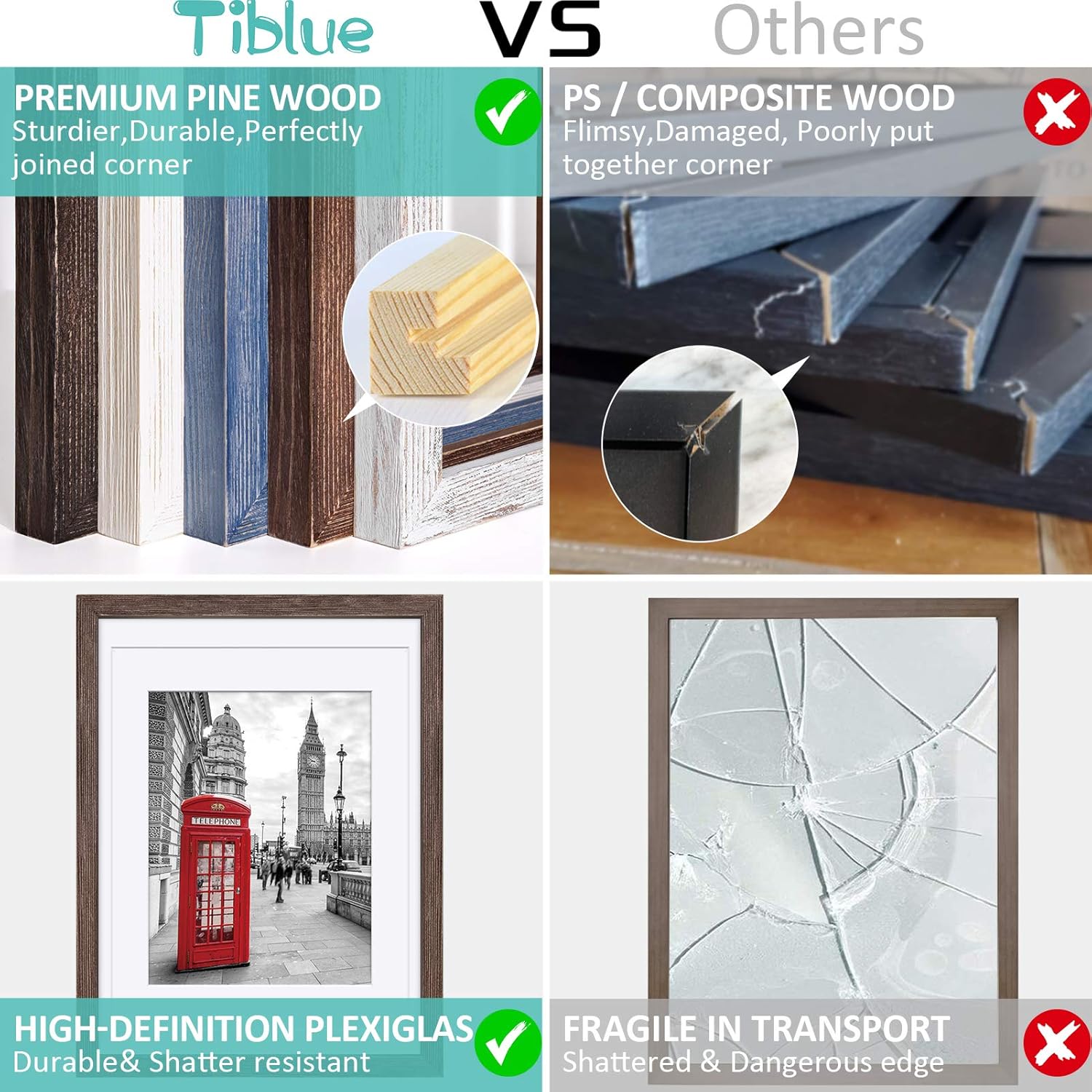 12x16 Rustic Picture Frames Solid Wood Display Pictures 11x14 or 8.5x11 Diplomas with Mat or 12x16 without Mat, Farmhouse Distressed Wooden Picture Frame for Wall or Table Top Display, Walnut -