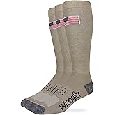 Wrangler Men's American Flag Everyday Western Tall Boot Socks (3-Pairs)