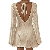 Falechay Womens Swimsuit Cover Up Long Sleeve Crochet Bathing Suit Mesh Backless Cover Ups Summer Beach Vacation Outfits 2026