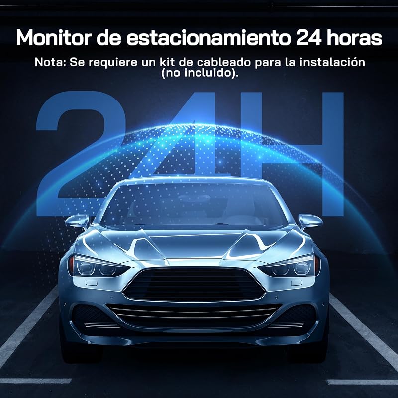 Câmara de carro 2.5K FHD, Arjeta 32GB SD incluía dashcam de 170º com lente dupla, monitor de estacionamento grande angular 24H, gravação em loop e sensor G