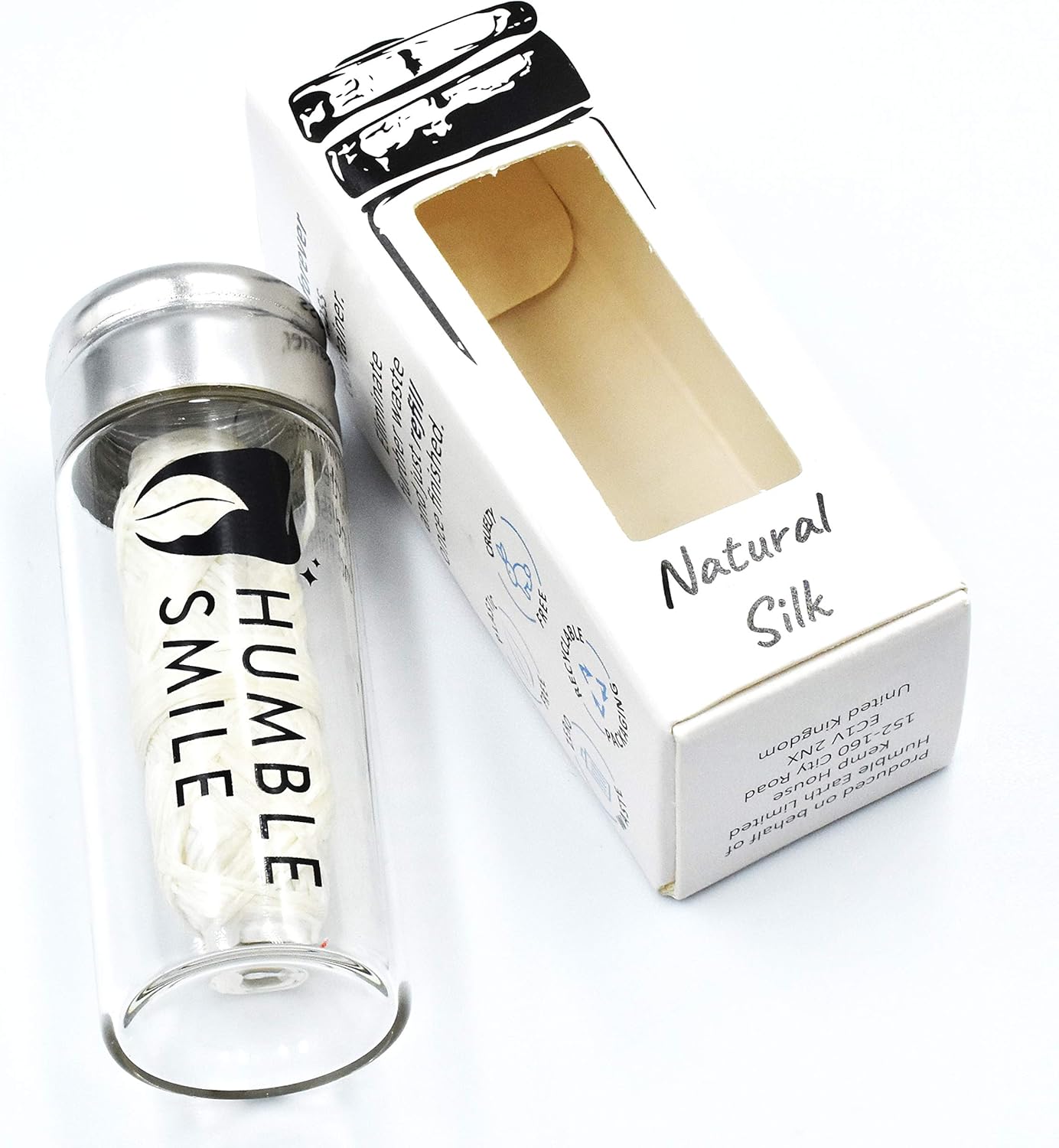 Humble Smile Natural Silk Dental Floss, Recyclable Glass Container