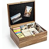 Keepsake Box – Wooden Keepsake Memory Box with Hinged Lid, Tree of Life Engraving, Large Acacia Wood Box 11"x8.6"x5", Felt Photo Board, Secure Latch – Storage for Photos, Letters, Jewelry, Crafts