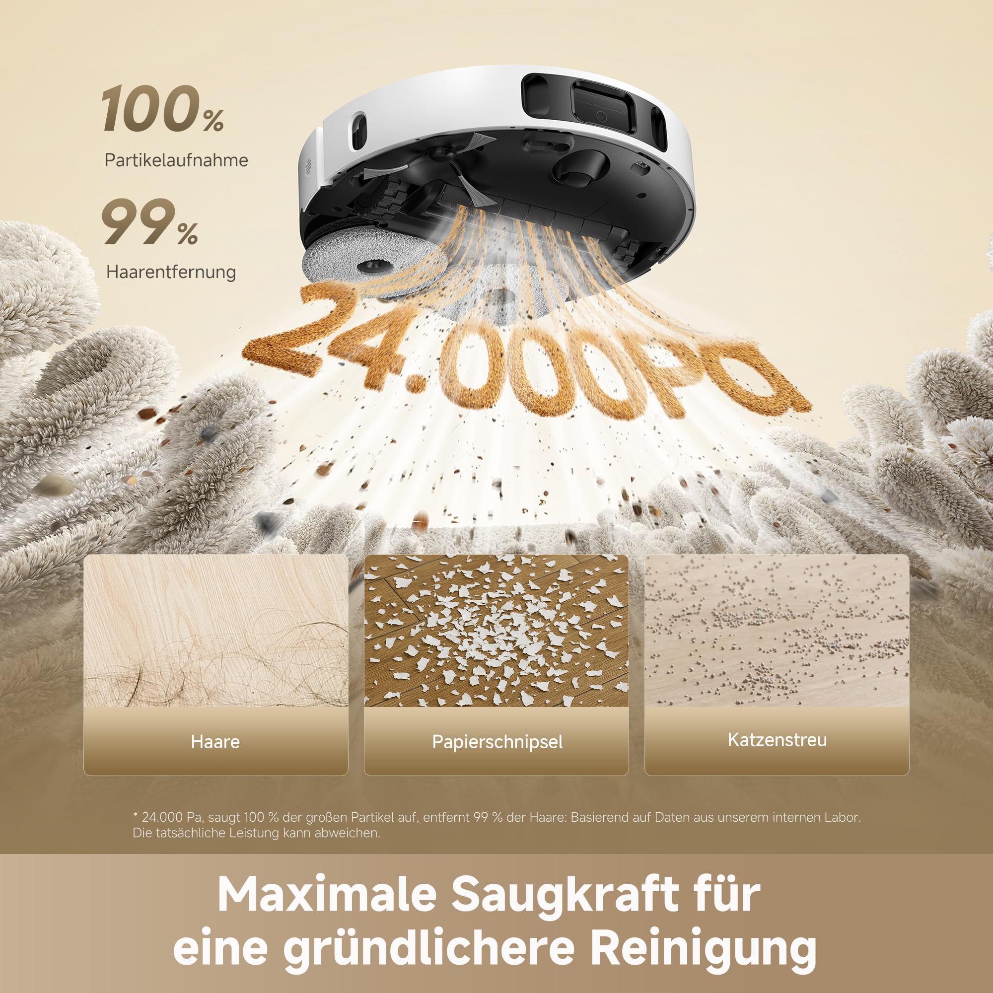 dreame L40 Ultra A Saugroboter mit Wischfunktion,dualem System gegen aufgewickelte Haare, 24.000 Pa Saugkraft, 10,5 mm Moppanhebung, Mopp-Selbstreinigung und intelligenter Hindernisvermeidung 5