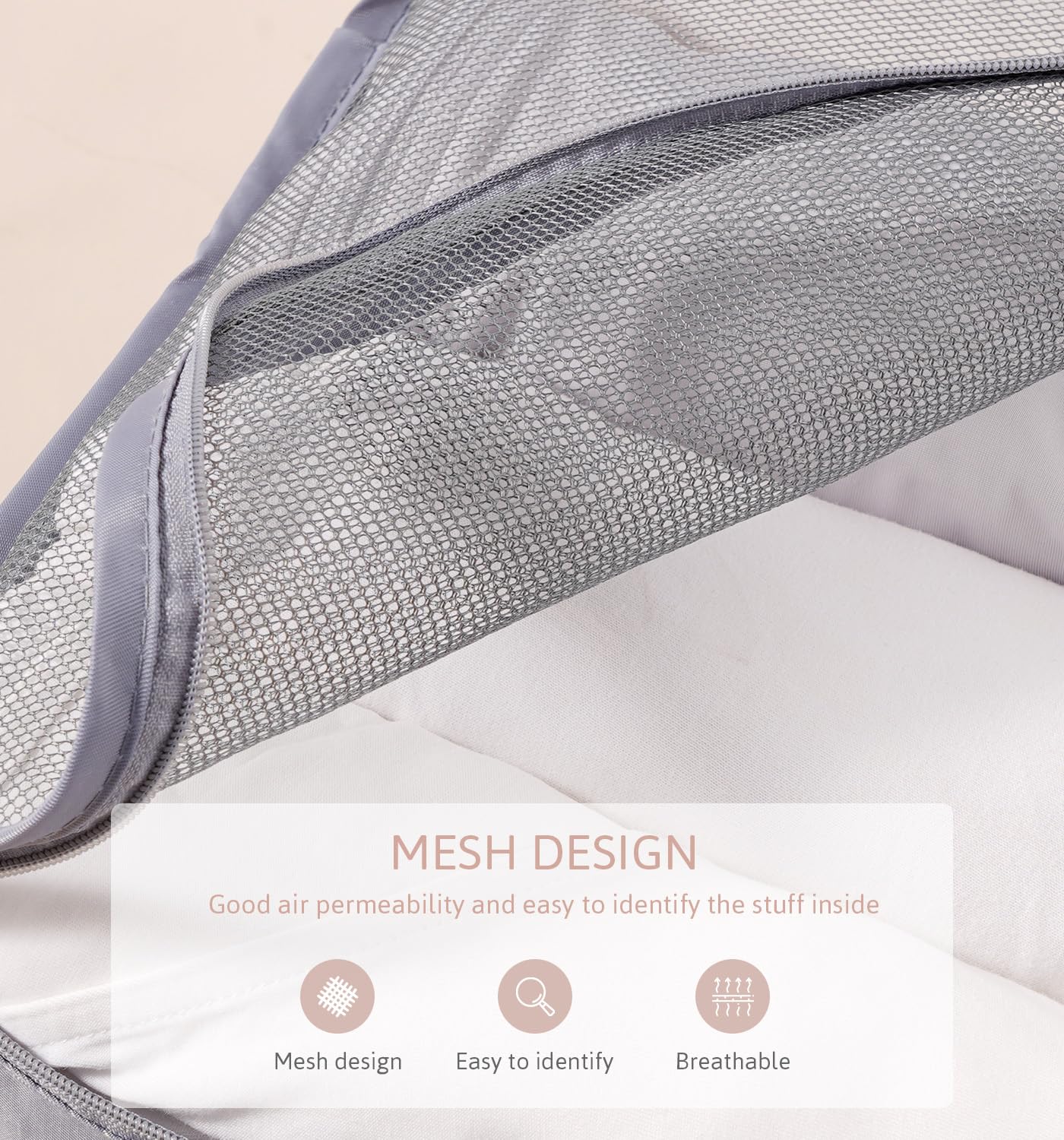 Meowoo 8-teilig Koffer Organizer Set, Packing Cubes, Packwürfel für Urlaub & Business, Reise Organizer mit Kleidertaschen, Gepäck Aufbewahrung Taschen, Ordnungssystem für Koffer (Grau) 5