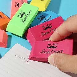 Mr. Pen- Erasers, Pencil Eraser, 12 Pack, Neon