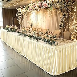 9ft Length Glitter Champagne Table Skirt for