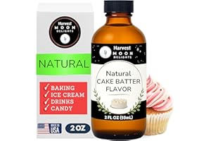 Natural Cake Batter Extract - 2 oz - Water-Soluble - By Harvest Moon Delights - Cake Batter Extract for Baking, Ice Cream, Drinks, and Candy - Flavoring, Sugar Free