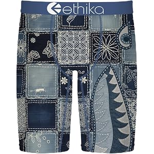 Ethika Boys Staple Boxer Brief, BMR SASHIKO | 90% Polyester boys staple with Original Staple Fit, No Pull-Down Fit, and 4-Way