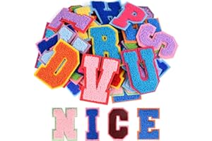 ASTARON 26 Pcs Self Adhesive Letter Patches Chenille Letters Stickers, A-Z Embroidered Applique Patches Alphabet Cloth Patch for Clothes, Bags, Hat, Phone Case, DIY Accessories (Mixed Colours)