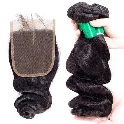 Amazon Com Hanbingpo Loose Wave Closure With Bundles Brazilian
