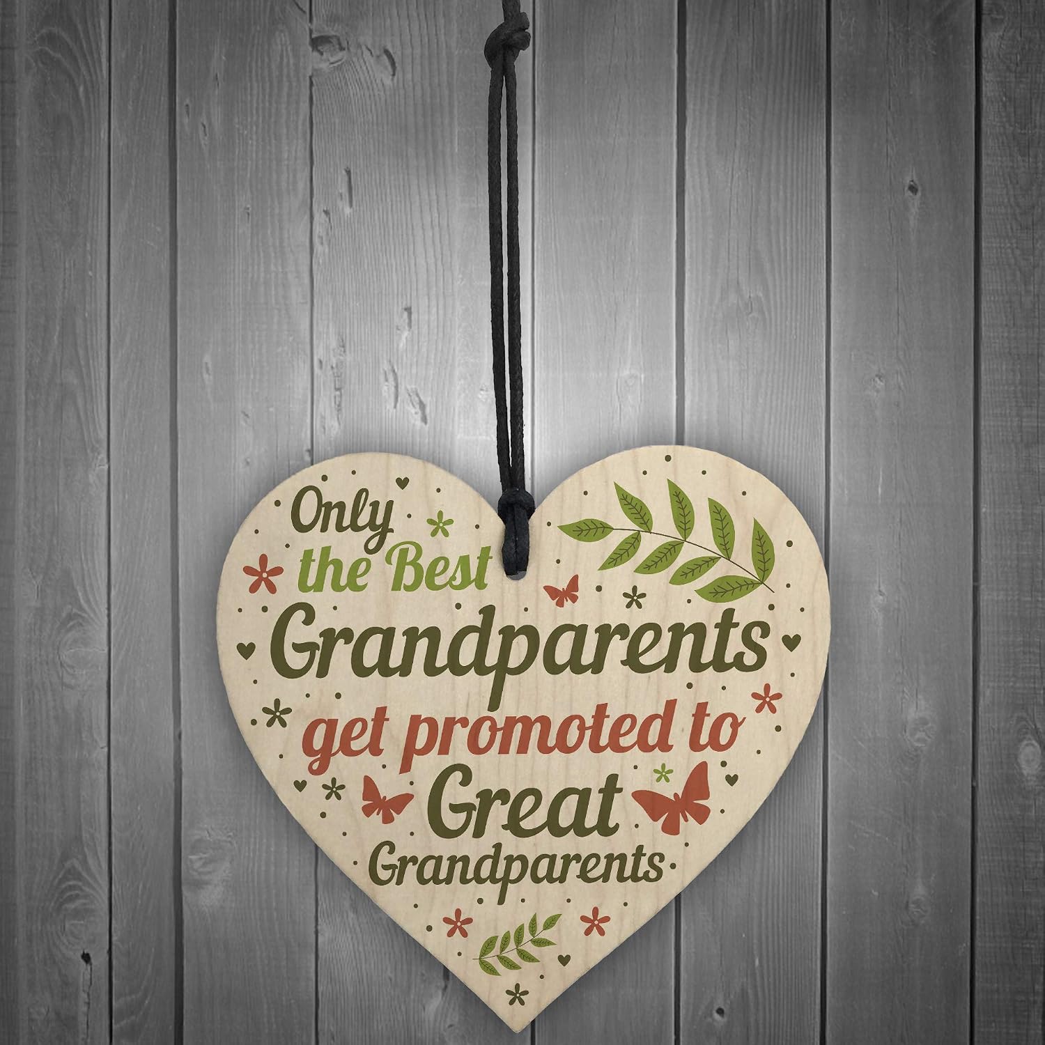 RED OCEAN Baby Announcement Great Grandparent Gifts Wooden Heart Grandparent Birthday Christmas Keepsake - Image 3