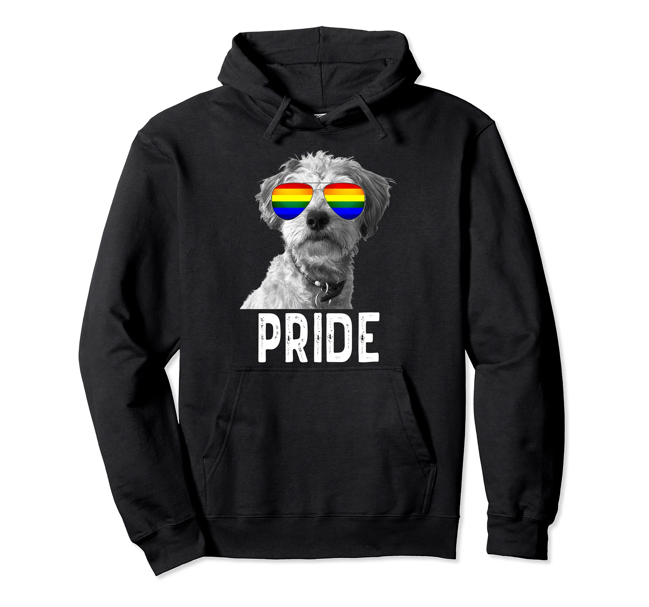 Gay Pride Dog LGBT Shades Funny LGBTQ Miniature Schnauzer Pullover Hoodie