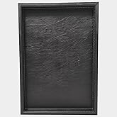 QAVOL 20 x 14 inches High-End Light Luxury Leather Rectangle Oversized Service Tray for Ottoman Tray, Coffee, Food, Family Dinner, Picnic, Party Essentials (Black, 20 x 14 inch)