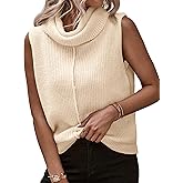 Amarmia Womens Cowl Neck Knit Sweater Vest Sleeveless Casual Solid Trendy Turtleneck Ribbed Pullover Tank Tops