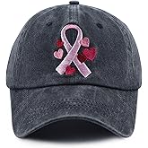 MANMESH HATT Fight Breast Cancer Hats for Women, Cotton Embroidered Pink Ribbon Little Heart Baseball Cap