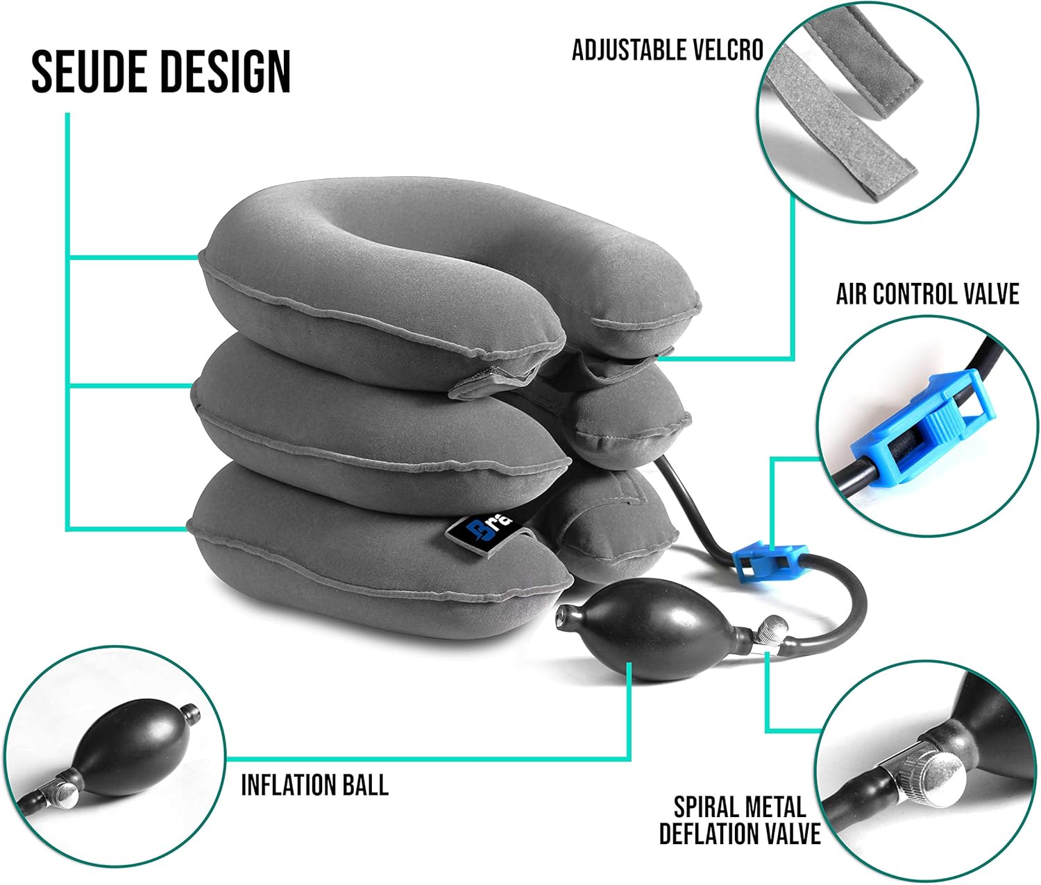 Cervical Neck Traction Device and Collar Brace by BRANFIT, Inflatable and Adjustable USA Designed Neck Support & Stretcher is Ideal for Spine Alignment and Chronic Neck Pain Relief: Health & Personal Care